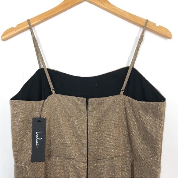 Lulus Metallic Gold Glitter Mermaid Maxi Dress Searching For You LMZ102 Size XL - Picture 6 of 8